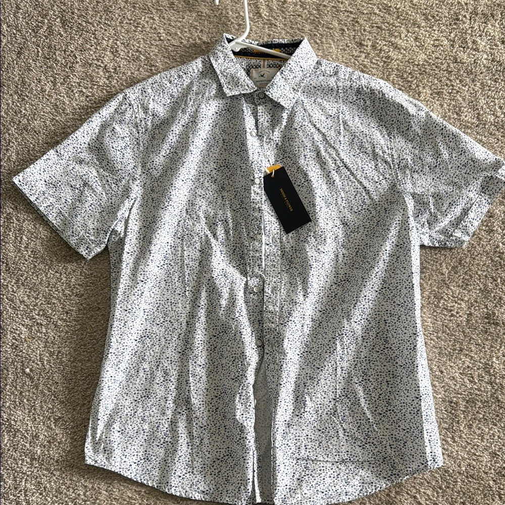 Denim & Flower White Casual Button Down Shirt